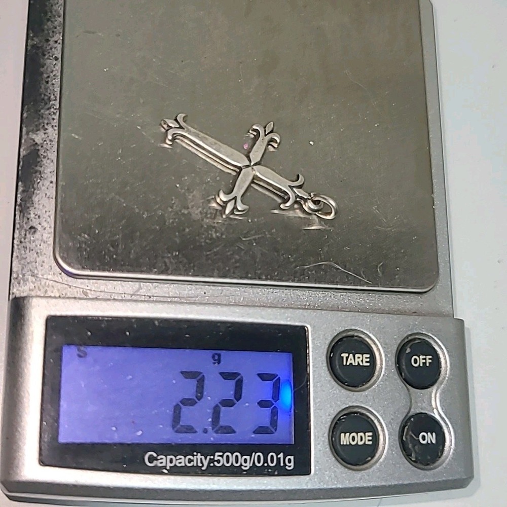 Retired James Avery Sterling Fleuree Medium Cross Pendant 1 1/4" Including Bale - Picture 6 of 6